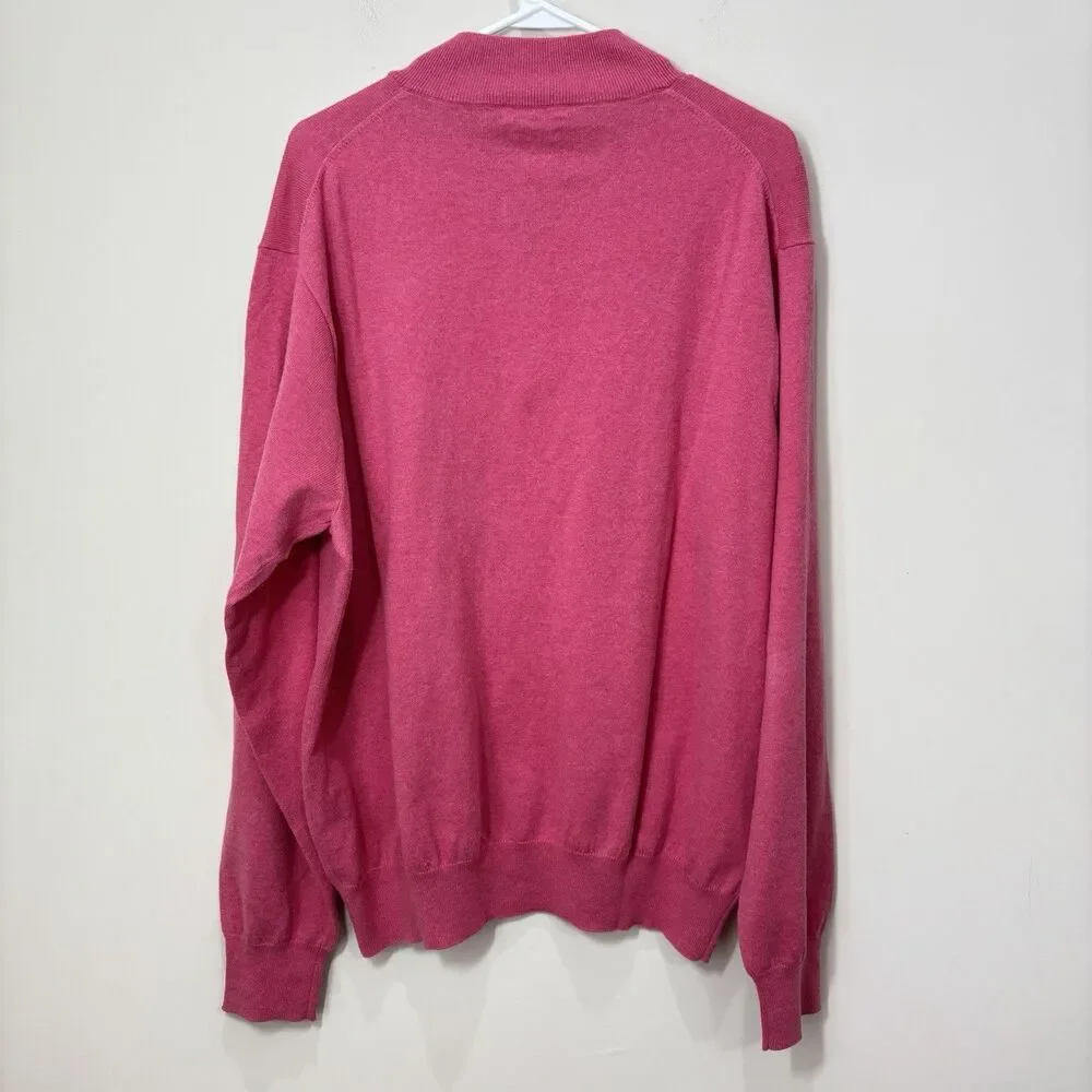Peter Millar 1/4 Zip Sweater Mens XL Cotton Cashmere Pink Mock Neck Preppy Luxe